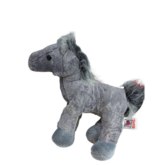Gray Plush Horse Stuffed Animal 9" With Fluffy Mane & Tail By Ganz No Code - Picture 1 of 3